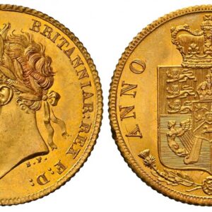 World Coins ("GREAT BRITAIN. George IV. (King, 1820-1830). 1825 AV Half-Sovereign. NGC MS64. GEORGIUS IIII D:G: BRITANNIAR: REX F:D:. Laureate head left / Crowned arms. KM 689; SCBC-3803; Fr.-309. Ex The Eternal Collection. Please use this link to verify the NGC ce)