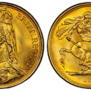 World Coins ("GREAT BRITAIN. Victoria. (Queen, 1837-1901). 1887 AV Two Pounds. PCGS MS65+. VICTORIA D:G: BRITT: REG: F:D:. Bust left wearing small crown and veil / St. George slaying the dragon. KM 768; SCBC-3865, Friedberg 391. Please use this link to verify the PC)