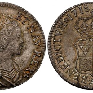 World Coins ("FRANCE. Louis XV le Bien-Aimé, the Well-Beloved. (King, 1715–1774). 1718-A AR Ecu. NGC MS64. Paris. LVD · XV · D · G · FR · ET · NAV · REX. Laureate armored young bust right / SIT · NOMEN · DOMINI · BENEDICTUM. Crowned quartered arms of France and Navar)