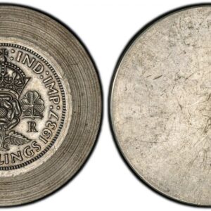 World Coins ("GREAT BRITAIN. George VI. (King, 1936-1952). 1937 Tin Uniface Florin, Two Shillings Reverse Die Trial. PCGS MS63. By George Krueger-Gray (Rev.). 65.6gm. (Blank) / :FID: DEF: :IND: IMP:. Crowned tudor rose, thistle, letter G, and shamrock, letter R f)