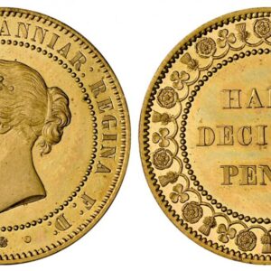 World Coins ("GREAT BRITAIN. Victoria. (Queen, 1837-1901). (1859) ND Brass Pattern Halfpenny. NGC PR66. Diadem bust, left / Denomination within ornate decorated wreath and beaded inner circle. Peck 2002, Freeman 710 (R18, 6-15 pieces struck). Currently the finest kn)