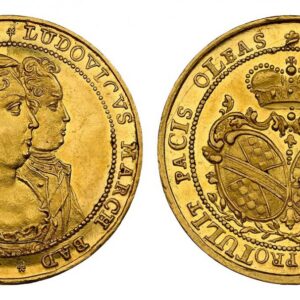 World Coins ("GERMAN STATES. Baden. Ludwig Georg Simpert. (Margrave of Baden-Baden, 1707-1761). 1714 AV Ducat. NGC MS62. 3.47gm. Conjoined busts of Francisca Sibylla and Ludwig Georg right / Coat of arms. KM 19; Fr.-123; Wielandt 329. Peace of Rastatt. Currently the)