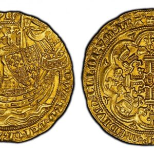 World Coins ("GREAT BRITAIN. England. Edward III. (King, 1327-1377). (1356-61)-(Cross 1) AV Noble. PCGS MS63. 7.71gm. King standing on ship, holding sword and shield / Closed ‘E at center of cross; alternating crowns within eight arches. SCBC-1486; North-1144; Fr.-8)