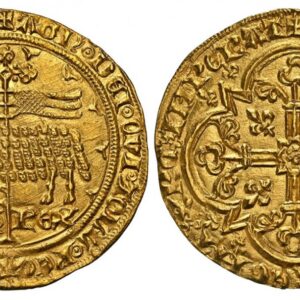 World Coins ("FRANCE. Jean II Le Bon. (King, 1350-1364). (1350-64) AV Mouton dOr. NGC MS64. 4.72gm. Lamb and cruciform staff with flying banner / Floriated cross in quadrilobe, fleurs de lis in angles. Friedberg 280; Duplessy 291; Ciani 354. Includes original collec)