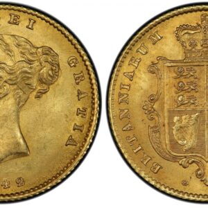 World Coins ("GREAT BRITAIN. Victoria. (Queen, 1837-1901). 1842 AV Half-Sovereign. PCGS MS64. VICTORIA DEI GRATIA. Head left / BRITANNIARUM REGINA FID: DEF:. Without die number. KM 735.1; SCBC-3859. Please use this link to verify the PCGS certification number <a hre)