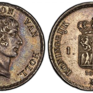 World Coins ("NETHERLANDS. 1809-(bee) AR Gulden. PCGS MS63. Utrecht. Edge: DE NAAM DES HEEREN ZY GELOOFD. LODEW. NAP. KON. VAN HOLL. Head right / KONINGRIJK HOLLAND. Crowned 4-fold arms divides value, date below. KM 31; Scholten 154. Please use this link to verify )