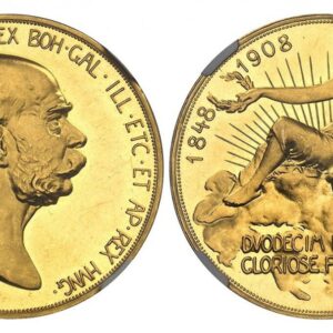 World Coins ("AUSTRIA. Franz Joseph I. (Emperor, 1848-1916). 1908 AV 100 Corona. NGC PR61 Cameo. Kremnitz. Edge: Incuse lettering, VIRIBVS VNITIS. FRANC·IOS·I·D·G·IMP·AVSTR·REX BOH·GAL·ILL·ETC·ET AP·REX HUNG·. Head right / 1848 1908 100 COR · with DVODECIM LVSTRIS / )