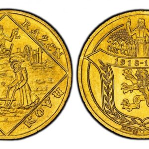 World Coins ("CZECHOSLOVAKIA. First Republic. (1918-1939). -1928 AV 4 Dukaten. PCGS MS64. By Otakar Spaniel. Kremnitz. 13.98gm. Shield of arms with anniversary dates; stamped below [K] [9861/9]; signed O. Spaniel at lower right / A haloed Saint drives a plough pulled)