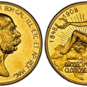 World Coins ("AUSTRIA. Franz Joseph I. (Emperor, 1848-1916). 1908 AV 100 Corona. PCGS MS61. By Rudolf Marschall & Rudolf Neuberger. Kremnitz. Edge: Incuse lettering, VIRIBVS VNITIS. FRANC·IOS·I·D·G·IMP·AVSTR·REX BOH·GAL·ILL·ETC·ET AP·REX HUNG·. Head right / 1848 1908)