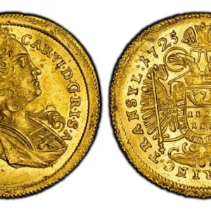 World Coins ("TRANSYLVANIA. Karl VI. (Holy Roman Emperor, 1711-1740). 1725 AV Ducat. PCGS MS62. Karlsburg mint. 3.47gm. CARVI · D · G · R · I ... Armored bust right / Crowned arms on breast of crowned double-headed eagle. KM 574; Fr.-520. Please use this link to ver)