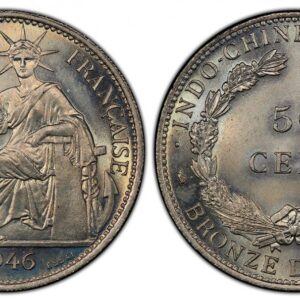 World Coins ("FRENCH INDO-CHINA. 1946-(a) Copper-Nickel Essai 50 Cents. PCGS SP67. Paris. Liberty seated, date below / BRONZE DE NICKEL. Denomination within wreath. KM E41; Lecompte 264. Please use this link to verify the PCGS certification number <a href=""http://w)