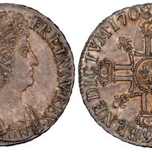 World Coins ("FRANCE. Louis XIV. (King, 1643-1715). 1708-(9) AR Ecu. NGC MS64. Rennes. Edge: DOMINE SALVVM FAC REGEM. 40mm. LVD · XIIII · D · G · FR · ET · NAV · REX ·. Armored bust right / SIT. NOMEN. DOMINI. BENEDICTVM (date). Crowned double Ls in cruciform, fleur)