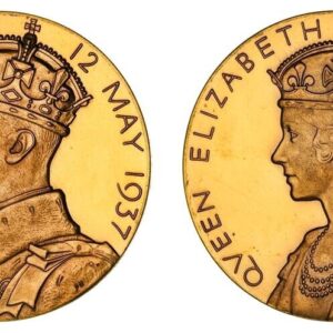 World Coins ("GREAT BRITAIN. George VI. (King, 1936-1952). 1937 AV Coronation Medal of 36 Ducats Weight. NGC PR66 Cameo. By Percy Metcalfe for the Royal . Edge: Plain. 57mm. 123.91gm. GEORGE VI CROWNED 12 MAY 1937. Crowned and draped bust left / QVEEN ELIZABETH 12 MA)