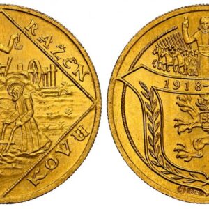 World Coins ("CZECHOSLOVAKIA. First Republic. (1918-1938). 1928 AV 4 Dukaten. NGC MS66. By Otakar Spaniel. Kremnitz. Edge: Reeded. 28mm. 13.96gm. Shield of arms with anniversary dates; stamped below [K] [9861/9]; signed O. Spaniel at lower right / A haloed Saint driv)