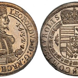 World Coins (."AUSTRIA. Leopold. 1632 AR Thaler. NGC MS64. Hall. 42mm. LEOPOLDVS · D: G: ARCHIDVX · AVSTRIÆ. Crowned 1/2-length figure right with scepter and sword / DVX · BVRGVND: — COMES · TIROLIS. Crowned arms within Order chain. KM 629.4; Dav.-3338B ""BVRGVND"". )