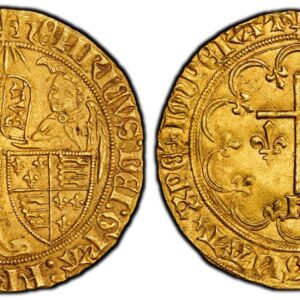 World Coins ("FRANCE. Henry VI. (King, 1422-53). (1422-53) AV Salut dOr. PCGS MS63. Saint-Lô. 3.50gm. (lis) h??RICVS : D?I : GRA : FRACORV : Z : AGLI? : R?X. Virgin Mary standing behind the arms of France facing the Archangel Gabriel standing behind the quartered ar)