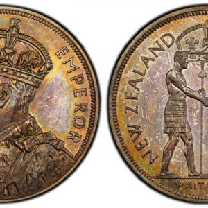 World Coins ("NEW ZEALAND. George V. 1935 AR Six Piece Proof Set (Threepence - Crown). PCGS PR64-PR63. Crowned bust left / Crown above standing figures shaking hands (Crown); Crowned arms (Half Crown); Kiwi bird, left (Florin); Crouching Maori warrior, left (Shilling)