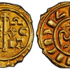 World Coins ("ITALIAN STATES. Sicily. Frederick of Hohenstaufen I. (King of Sicily, 1198-1250; the II as Emperor from 1220). (1209-1220) ND AV Tari. PCGS MS63. Messina. 1.68gm. Stylized eagle facing left, with three globes above the head; globe to the left of the bea)