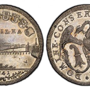 World Coins ("SWISS CANTONS. Basel. 1741 AR 1/2 Thaler. PCGS MS64. 13.04gm. City view and date below assorted shields / DOMINE CONSERVA NOS IN PACE. Winged dragon with arms of Basel at lower left. KM 148; HMZ 2-100f; D.T. 754b; Winterstein (Taler) 155. Please use th)