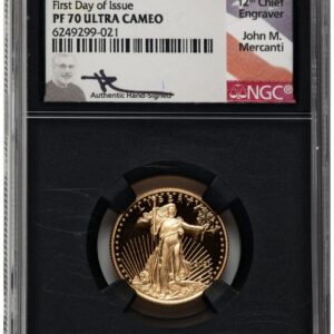 2021-W Modern Bullion Coins (2021-W Type 1 Proof Gold Eagle 1/4 oz FDI John Mercanti Blk Core)