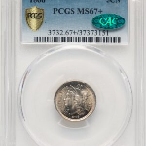 1866 Three Cent Nickels (1866 3CN CAC PCGS Secure PCGS Plus)
