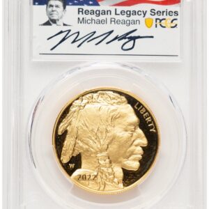 2022-W Modern Bullion Coins (2022-W Proof Gold Buffalo 1 oz AR Reagan Legacy Series Michael Reagan Picture)