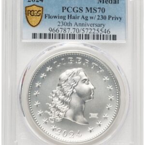 2024 Modern Commemoratives (2024-(P) Silver 230th Anniversary Flowing Hair Medal Privy Mark Blue Gradient)