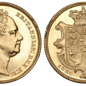 World Coins (GREAT BRITAIN. William IV. (King, 1830-1837). 1831 AV Sovereign. NGC MS64+. Edge: Milled. GULIELMUS IIII D:G: BRITANNIAR: REX F:D:. First bare head right, WW incuse fully on truncation without stops / Crowned arms within cartouche. KM 717; SCBC-3829A; EGC)