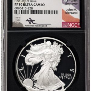 2021-W Modern Bullion Coins (2021-W TY1 Proof Silver Eagle 1 oz FDI John Mercanti Blk Core)