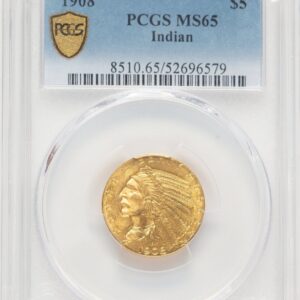 1908 Indian Half Eagles (1908 $5 Indian, MS PCGS Secure Blue Gradient)