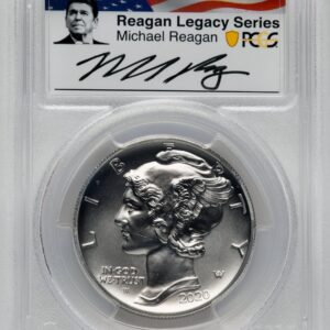 2020-W Modern Bullion Coins (2020-W Palladium Eagle 1 oz Burnished FS Reagan Legacy Series Michael Reagan Picture)