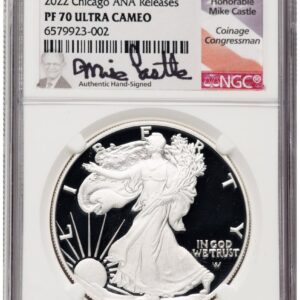 2022-S Modern Bullion Coins (2022-W Proof Silver Eagle 1 oz 2022 Chicago ANA Releases Mike Castle)