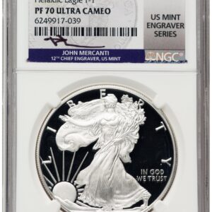 2021-W Modern Bullion Coins (2021-W TY1 Proof Silver Eagle 1 oz John Mercanti US Mint Engraver Series)