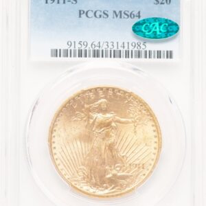 1911-S Saint-Gaudens Double Eagles (1911-S $20 CAC Blue Gradient)