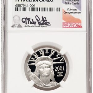 2001-W Modern Bullion Coins (2001-W Proof Platinum Eagle 1/2 oz Mike Castle)