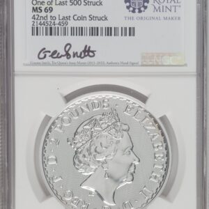 1000 Royal Succession (2023 G.B. S2 BRITANNIA-QE II OBVERSE 42ND TO LAST COIN STRUCK.)