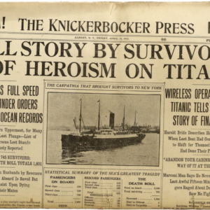 THE KNICKERBOCKER PRESS, ALBANY, NEW YORK, SPECIAL EDITION NEWSPAPER OF THE ACCOUNT OF THE TITANIC