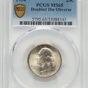 1934 Washington Quarters (1934 Doubled Die Obverse PCGS Secure)
