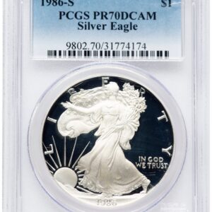 1986-S Modern Bullion Coins (1986-S Proof Silver Eagle 1 oz Blue Gradient)