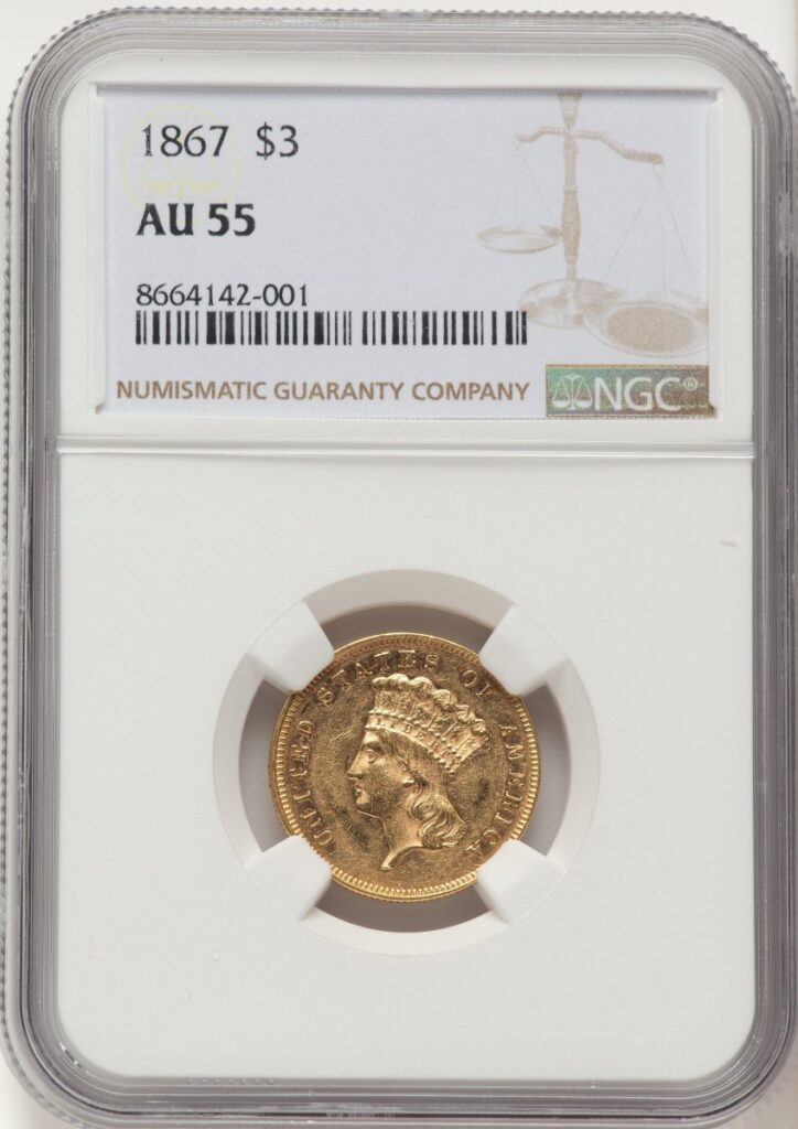 1867 Three Dollar Gold Pieces (1867 $3)