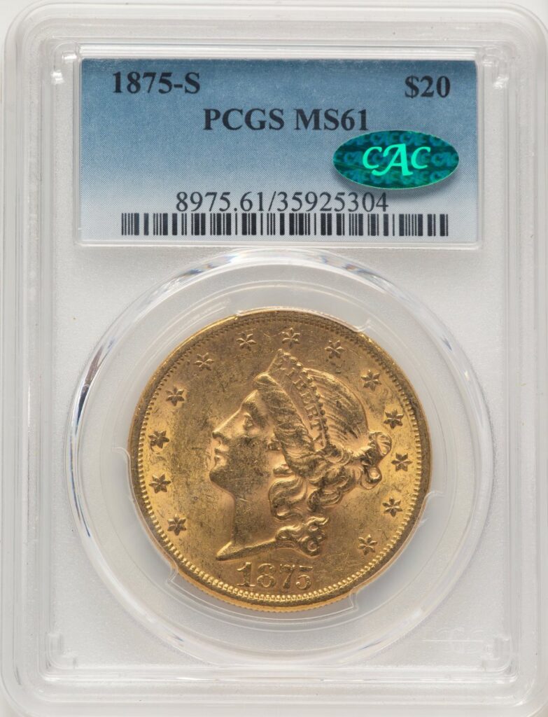 1875-S Liberty Double Eagles (1875-S $20 CAC)