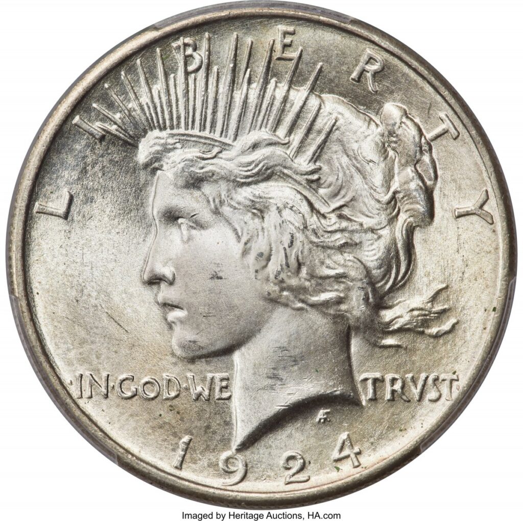 1924 Peace Dollars (1924 S$1 PCGS Secure)