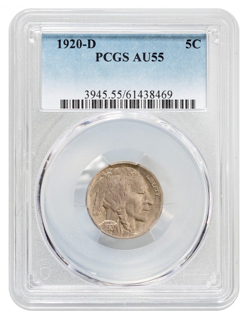 1920-D-Buffalo Nickel - Type 2 "FIVE CENTS" In Recess