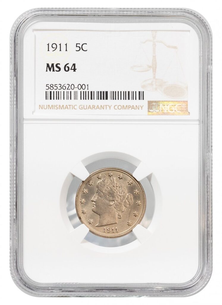 1911-Liberty Nickel - Type 2 With "CENTS"