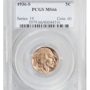 1936-S-Buffalo Nickel - Type 2 "FIVE CENTS" In Recess