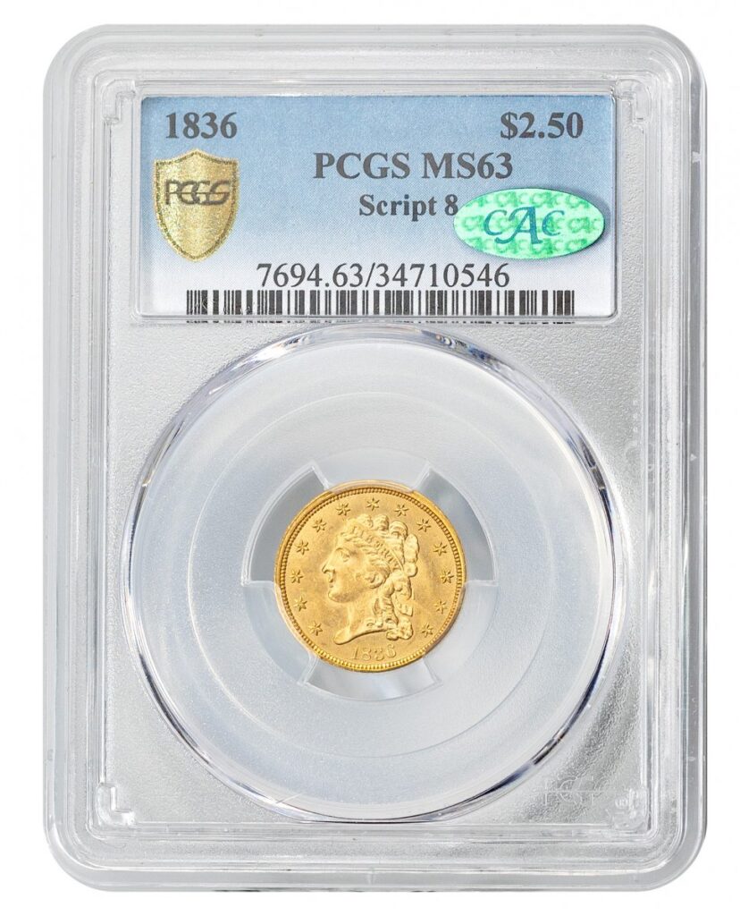 1836-Gold Coins - Classic Head $2.5