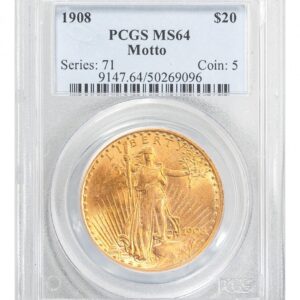 1908-St. Gaudens $20 - Type 3 With Motto