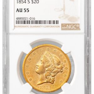 1854-S-Liberty Head $20 - Type 1 No Motto