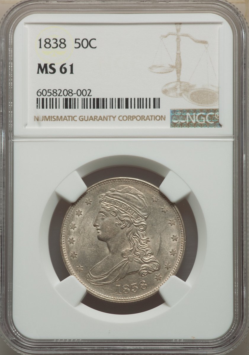1838 Reeded Edge Half Dollars (1838 50C, MS)