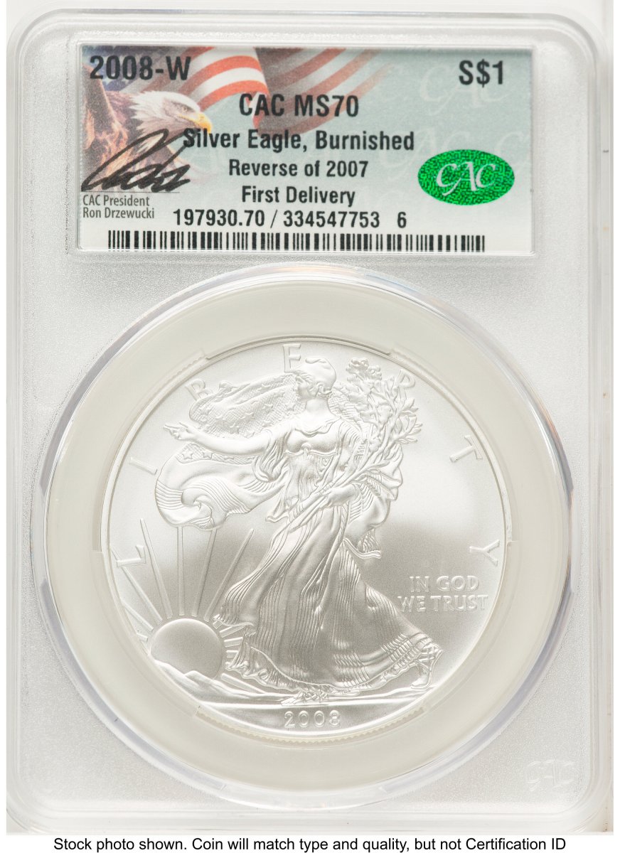 2008-W Modern Bullion Coins (2008-W Reverse of 2007 Burnished Silver Eagle 1 oz First Delivery Ron Drzewuki)